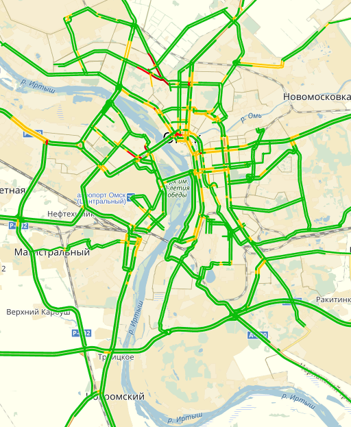 Карта омска с пробками