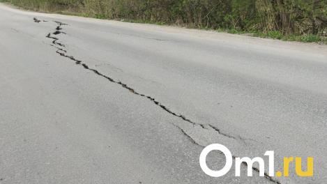 На дороге в центре Омска появилась глубокая яма