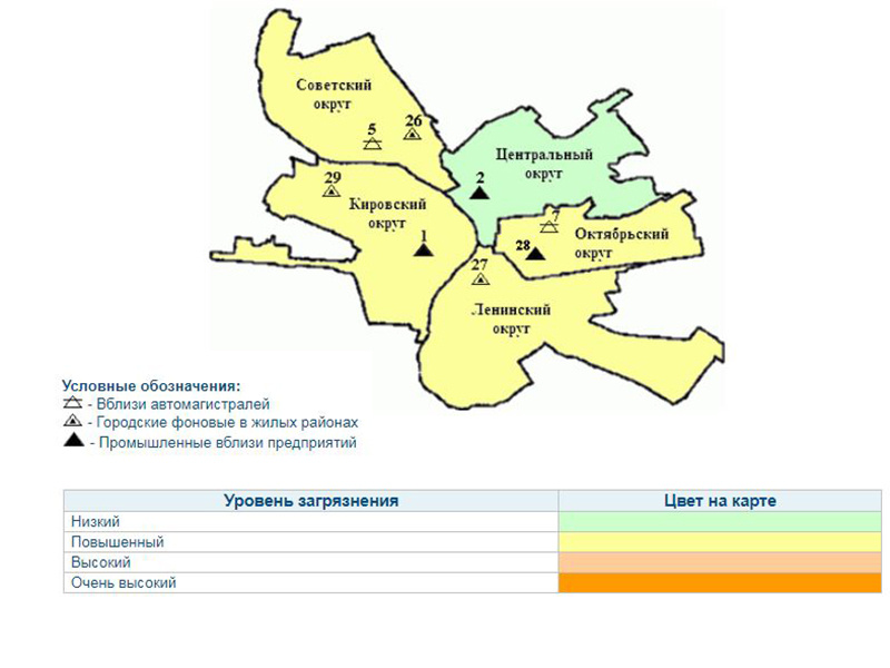 Карта загрязнения воздуха омск