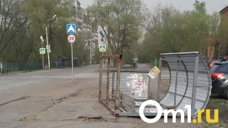 Остановку, которая упала на ребёнка во время шторма в Омске, наконец закрепили