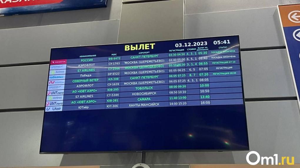 В омском аэропорту массово задержали рейсы из-за метели и дождя