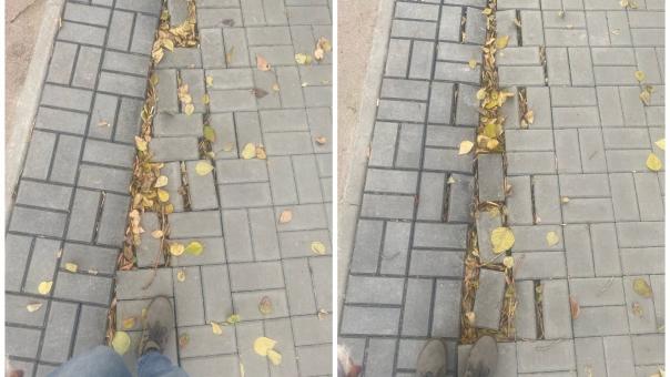 «Весной снова переделывать?» В Новосибирске на проспекте Маркса провалилась новая тротуарная плитка