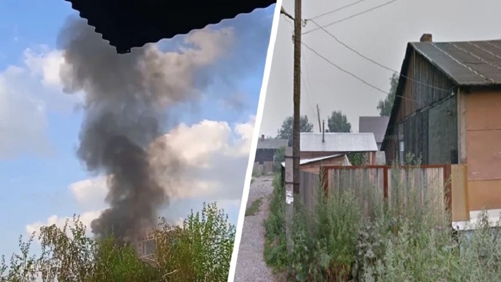 Столб тёмного дыма: частный дом с газовым баллоном внутри загорелся в Новосибирске