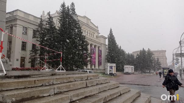 Снегопад сняли жители Новосибирска. ВИДЕО