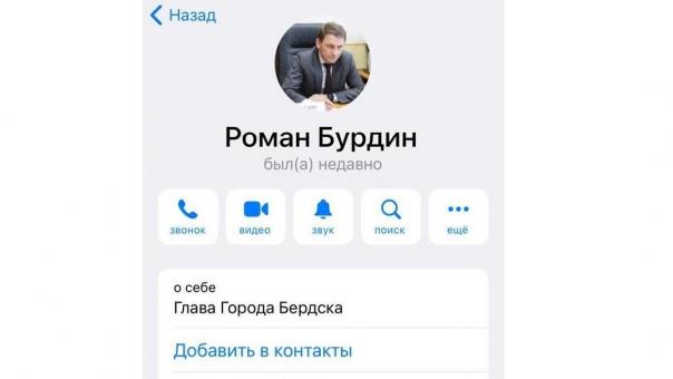 Мошенник представляется мэром Бердска Бурдиным и выпрашивает личные данные