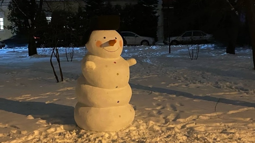 Омск или не Омск: автолюбители сделали фигуру снеговика из машин (ФОТО)