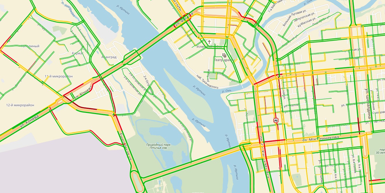 Карта омска пробки на дорогах онлайн