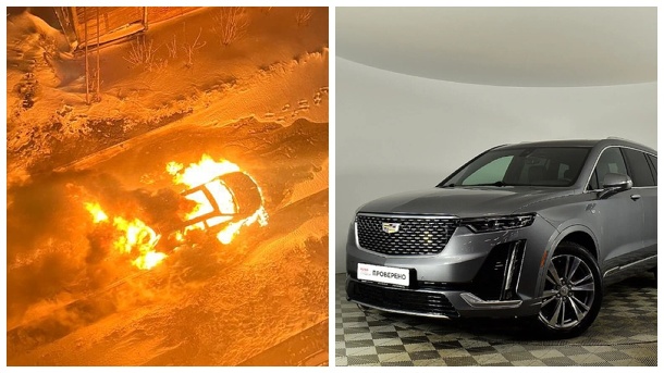 Cadillac за 7 млн рублей сгорел в Новосибирске. ВИДЕО