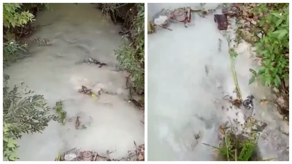 Стала молочного цвета: неизвестные сливают химикаты в реку Плющиху в Новосибирске. ВИДЕО