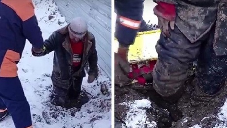 Ночь в замёрзшей земле: мужчина застрял в яме с глиной в Новосибирске. ВИДЕО