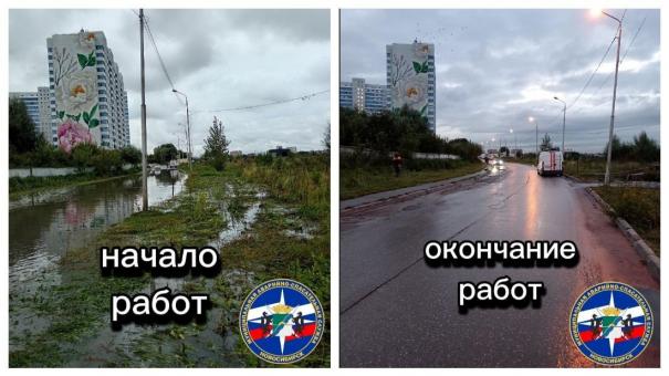 Дорогу к ЖК «Лето» затопило после проливных дождей в Новосибирске