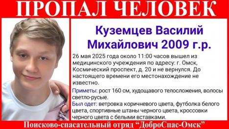 Вышел из больницы и исчез: в Омске ищут школьника в коричневой ветровке