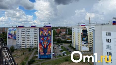 На крышах омских многоэтажек появились российские триколоры