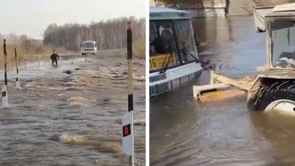 «Выезд только на тракторе»: талые воды отрезали путь к посёлку в Новосибирской области