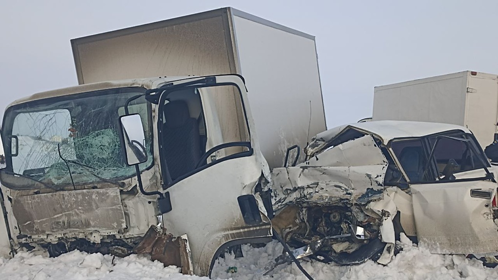 На месте погибли три человека: «семерка» и грузовик столкнулись на омской трассе