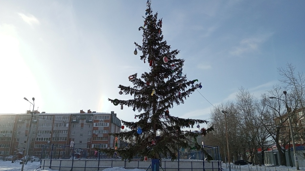 На площади Праздников в Омске установили очень «грустную» ёлку