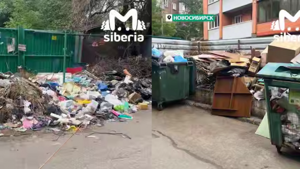 Дети в садике № 406 играют рядом с горами мусора в Новосибирске