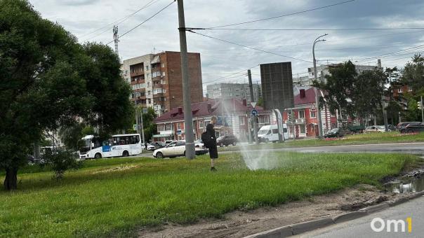 У Парка им. 30-летия ВЛКСМ в Омске прорвало водопровод