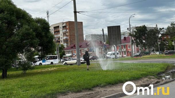 У Парка им. 30-летия ВЛКСМ в Омске прорвало водопровод