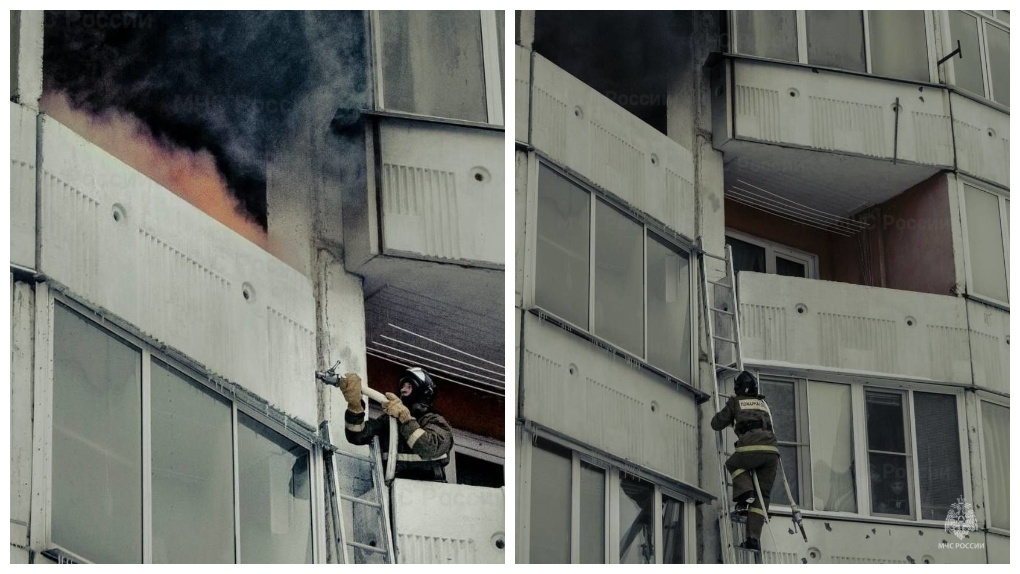 Оказались в ловушке: двоих детей спасли пожарные из горящей пятиэтажки под Новосибирском