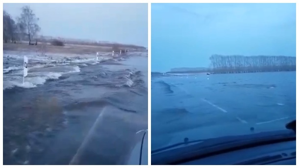 «Самый позорный участок!»: паводковые воды затопили трассу в Новосибирской области. ВИДЕО