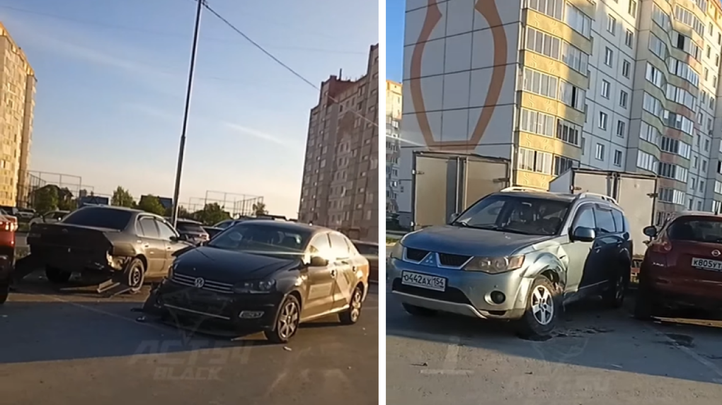 В Новосибирске водитель каршеринга протаранил 3 припаркованные автомобиля и скрылся с места ДТП