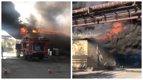 Вся крыша в огне: крупный пожар произошёл на производстве полиэтилена в Бердске. ВИДЕО