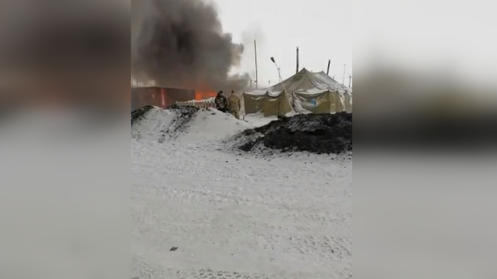 В омском учебном лагере сгорели палатки мобилизованных