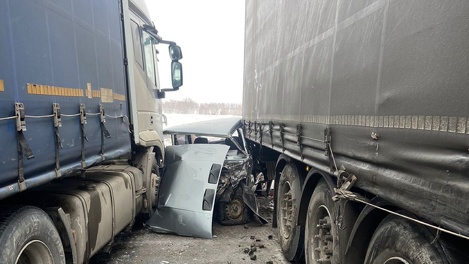 Стали известны подробности страшной аварии на трассе Тюмень – Омск, где фуры раздавили легковушку. Видео