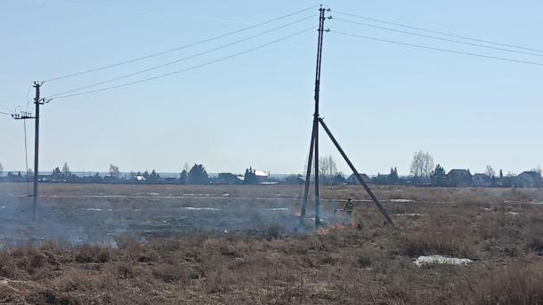 Под Омском загорелись 50 «соток» травы
